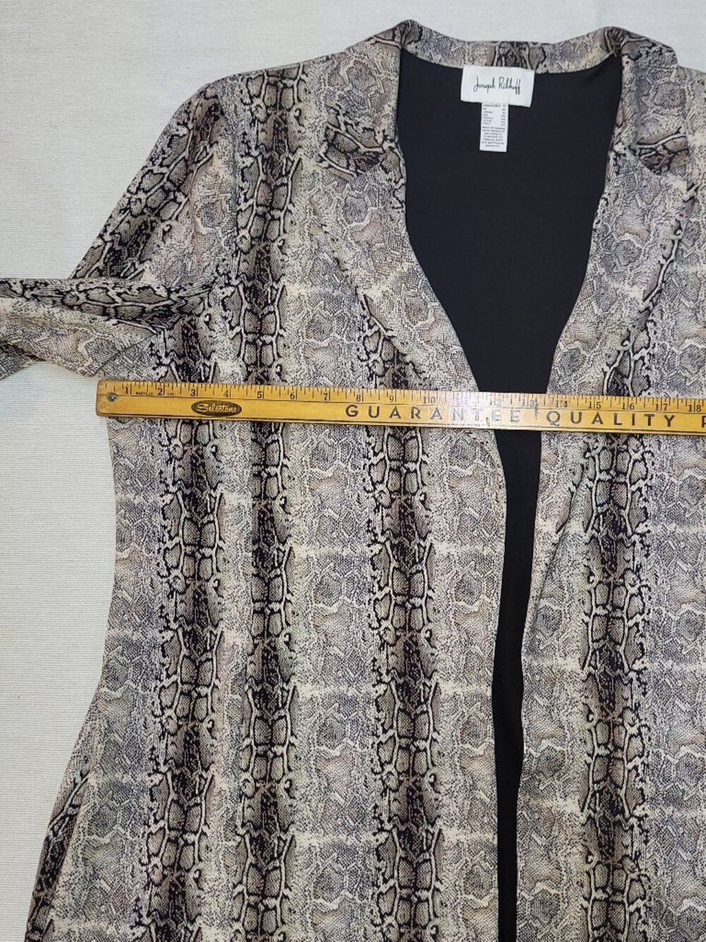 Joseph Ribkoff Snakeskin Print Open Front Long Duster Blazer Jacket Size 18 - Picture 5 of 11